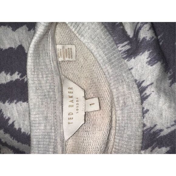 Ted Baker Small (2-4) Satrice Zebra Stripe Cotton Blend Top gray sweater cozy - Picture 9 of 9